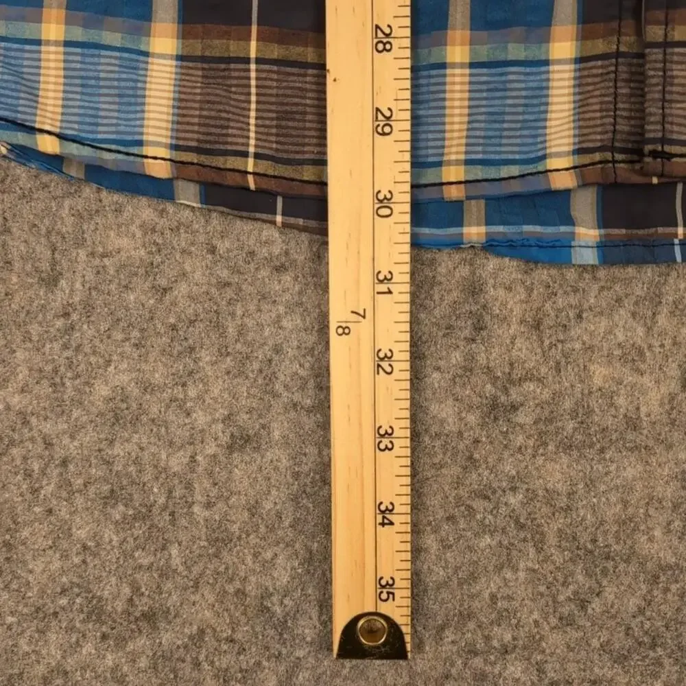 The North Face Shirt Mens Large Blue Plaid Button Up Short Sleeve Casual Outdoor